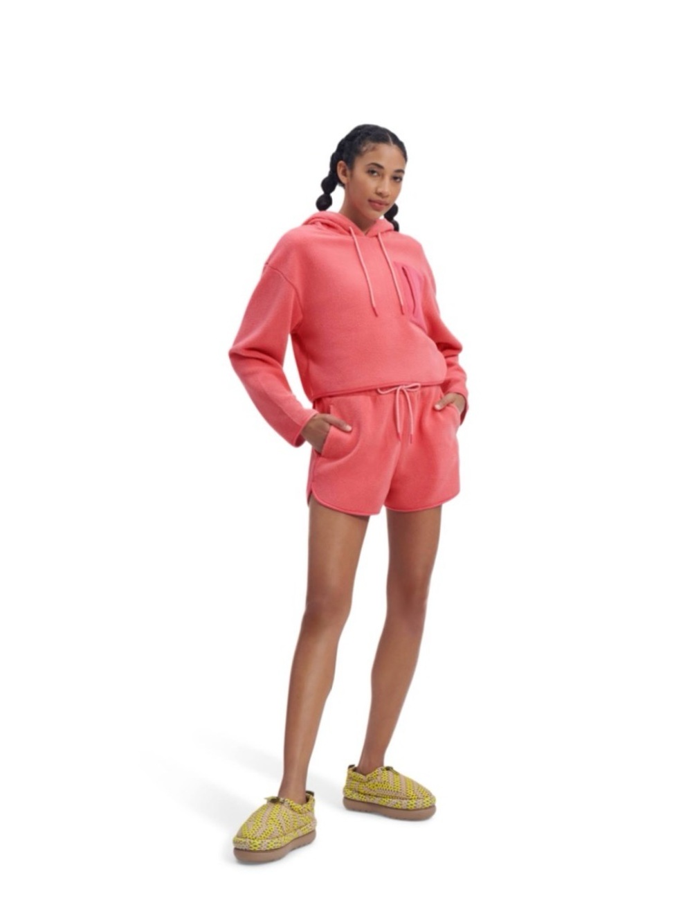New UGG Petria Sherpa Short Shorts in hot pink L XL $68